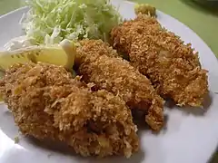Deep fried oyster&nbsp;[ja] in Japan.