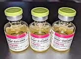 Depo-Estradiol 5&nbsp;mg/mL (estradiol cypionate in oil solution) vials. Used by depot intramuscular injection.