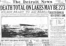 The front page of a newspaper with the headline "Death Toll on Lakes May Be 273"