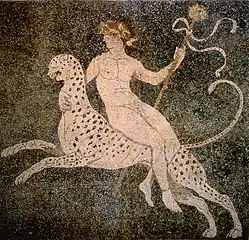 Dionysos riding a leopard, Macedonian mosaic from Pella, Greece (fourth century BC)