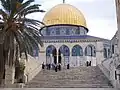 Palestinians attending prayers at the Dome of the Rock in Jerusalem