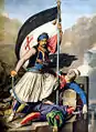 Louis Dupré's depiction of Greek irregulars hoisting the flag at Salona