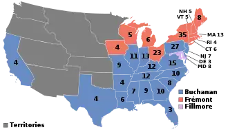 Map showing results of the 1856 election