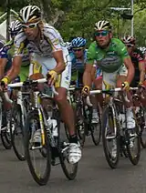 A group of cyclists on a road