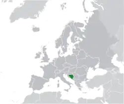 Location of&nbsp;Bosnia and Herzegovina&nbsp;(green)in Europe&nbsp;(dark grey)