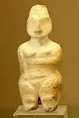 Female figurine found in the Tell es Sawwan (middle Tigris, near Samarra), level 1; circa 6000 BC; alabaster; Louvre