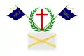 Flag of the Filiki Eteria with initials of the motto "Freedom or Death"
