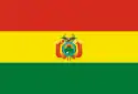 Horizontal tricolor (red, yellow, and green from top to bottom) with the coat of arms of Bolivia in the center