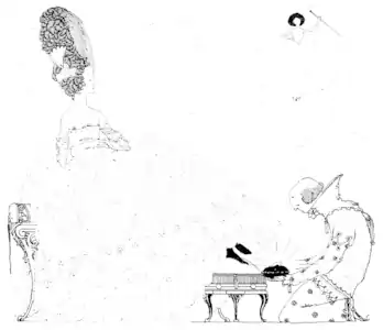 Stepsister trying the slipper, illustration in The fairy tales of Charles Perrault by Harry Clarke, 1922