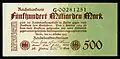500 billion (500 Milliarden) marks, Berlin, 1923