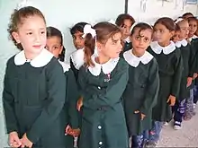 Schoolgirls in Gaza lining up for class, 2009.
