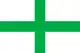 A green St George's Cross on a white background.