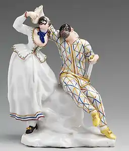 Harlequin and Columbine, Capodimonte porcelain, c. 1745