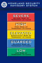 Red is the color of a severe terrorist threat level in the United States, under the Homeland Security Advisory System.