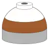 Illustration of cylinder shoulder painted in brown (lower and white (upper) bands