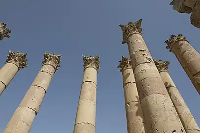 Roman Corinthian columns from the Temple of Artemis, Jerash, Jordan, unknown architect, 150