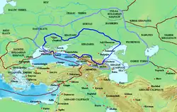 The Khazar Khaganate and Magyars around 830
