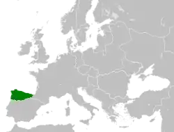 Location of the Kingdom of Asturias in 814&nbsp;AD
