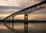 A continuous truss bridge, Kingston–Rhinecliff Bridge over the Hudson River in New York, United States.