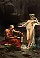 Egeria (astr. symbol ) dictating the laws of Rome to Numa Pompilius