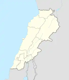 Map showing the location of Byblos within Lebanon
