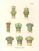 Illustration of various types of capitals, drawn by the Egyptologist Karl Richard Lepsius