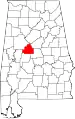State map highlighting Bibb County