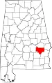 State map highlighting Bullock County