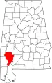 State map highlighting Clarke County