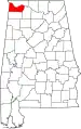 State map highlighting Colbert County