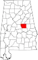 State map highlighting Coosa County