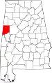 State map highlighting Pickens County