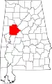 State map highlighting Tuscaloosa County