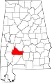 State map highlighting Wilcox County