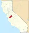 State map highlighting Merced County