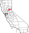 State map highlighting Nevada County