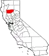 State map highlighting Tehama County