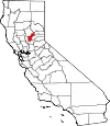 State map highlighting Yuba County