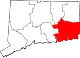 State map highlighting New London County