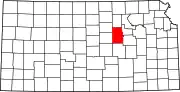 Map of Kansas highlighting Dickinson County