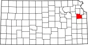 Map of Kansas highlighting Douglas County
