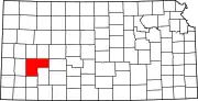 Map of Kansas highlighting Finney County