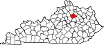 State map highlighting Bourbon County