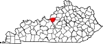 State map highlighting Bullitt County