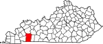 State map highlighting Christian County