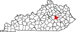 State map highlighting Estill County
