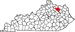 State map highlighting Fleming County