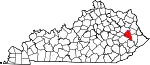 State map highlighting Magoffin County