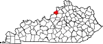State map highlighting Oldham County