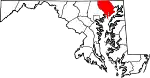 State map highlighting Harford County